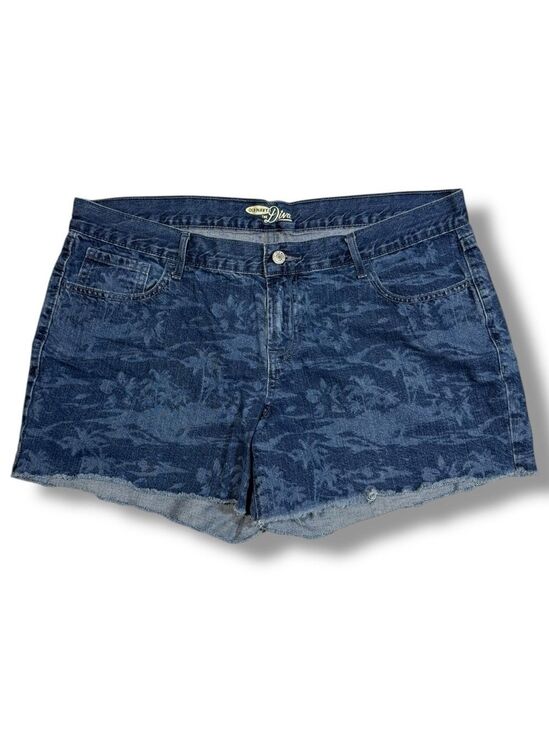 Old Navy Pants - Old Navy Women's The Diva Cut Off Denim Shorts Blue Tropical Size 14